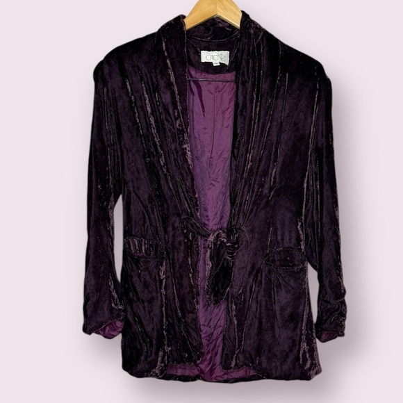 Cache velvet blazer and ribbon tie front, pockets, - Picture 1 of 4